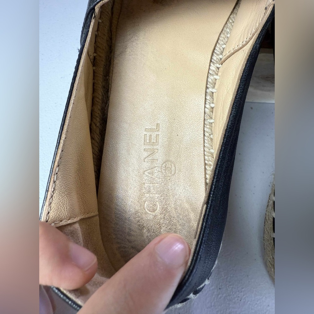 Chanel Lambskin CC Espadrilles Flats Black Sz 41 /US 11 - Picture 5 of 16